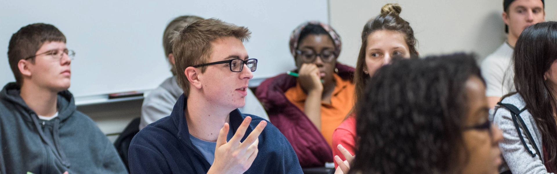 A student speaking during class